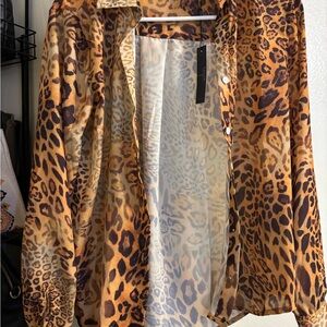 Tahari Leopard Print Blouse - Brown and Black
